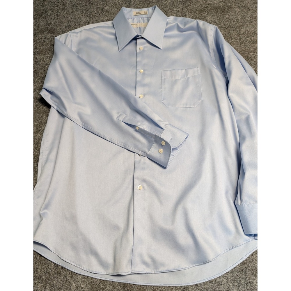 Perry Ellis Wrinkle Free Dress Shirt Long Sleeve Blue Men's Large 16.5 - 34/35